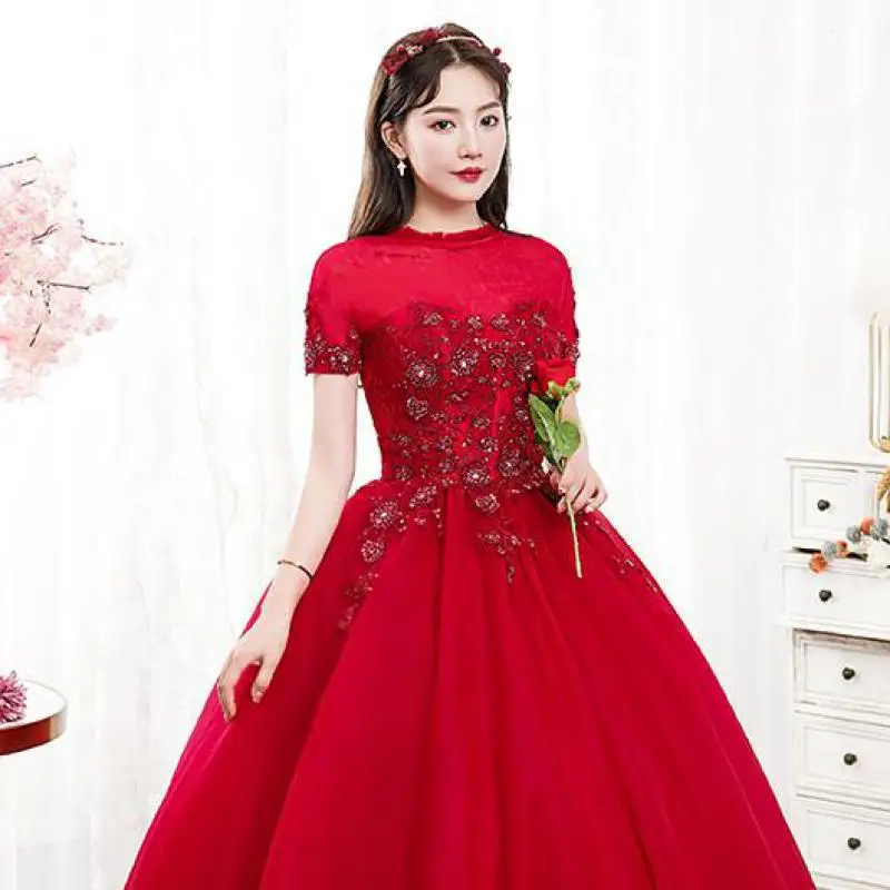 Vestidos de quinceañera de tul personalizados, delicados vestidos de baile de flores con cuentas y manga corta, clásico, elegante, largo, Sukienka Balowa