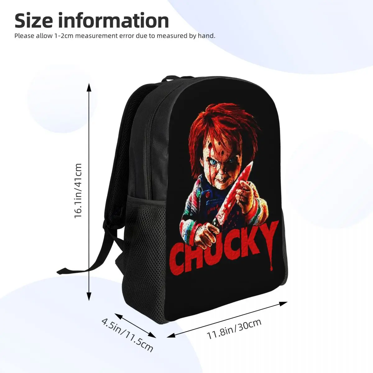 Chucky Killer Horror Halloween Travel Backpack Men Women School Laptop Bookbag Child's Play Movie College Student Daypack Bags