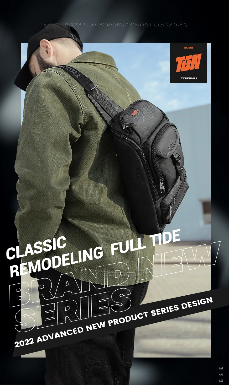 Tigernu Männer Mode Schulter Taschen Für Männer 9,7 11 zoll Ipad Tasche Brust Pack Männer Wasserdichte Große Kapazität Umhängetaschen mini Taschen – Detail 1