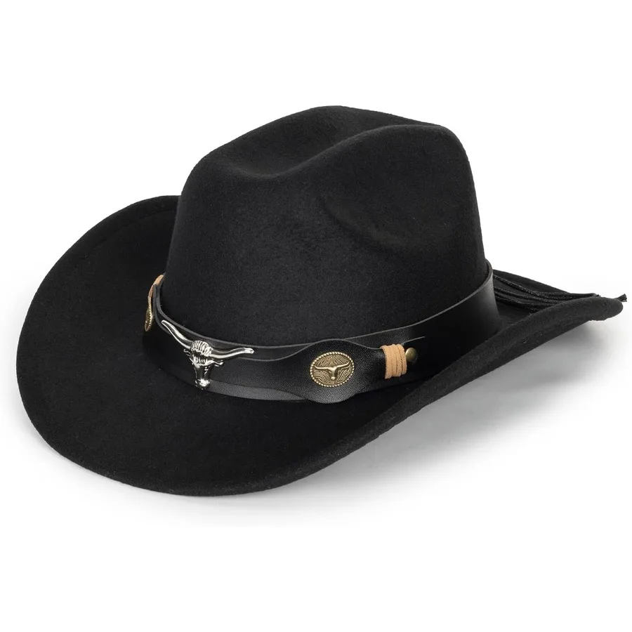 

Western Style Wide Brim Felt Fedora Panama Hat for Women and Men with Detachable Belt Buckle Ideal for Outdoor Rodeos Ranch Wor