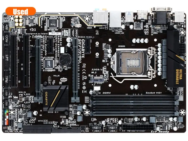 

Gigabyte GA-Z170-HD3 Original Motherboard Z170 Socket LGA 1151 DDR4 Support I7 6700K