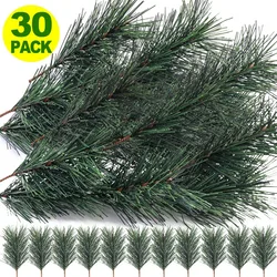 10-30Pcs Christmas Tree Decor Artificial Pine Branches DIY Christmas Garland Wreath New Year Party Home Decoration Pine Needle