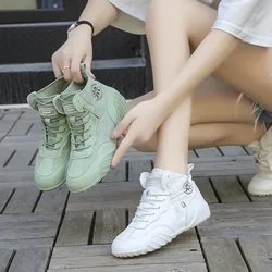 Women's Canvas Shoes 2024 New Fashion White High Top Casual Shoes Comfortable Flat bottom Lace Up Ladies Sneakers Tenis De Mujer