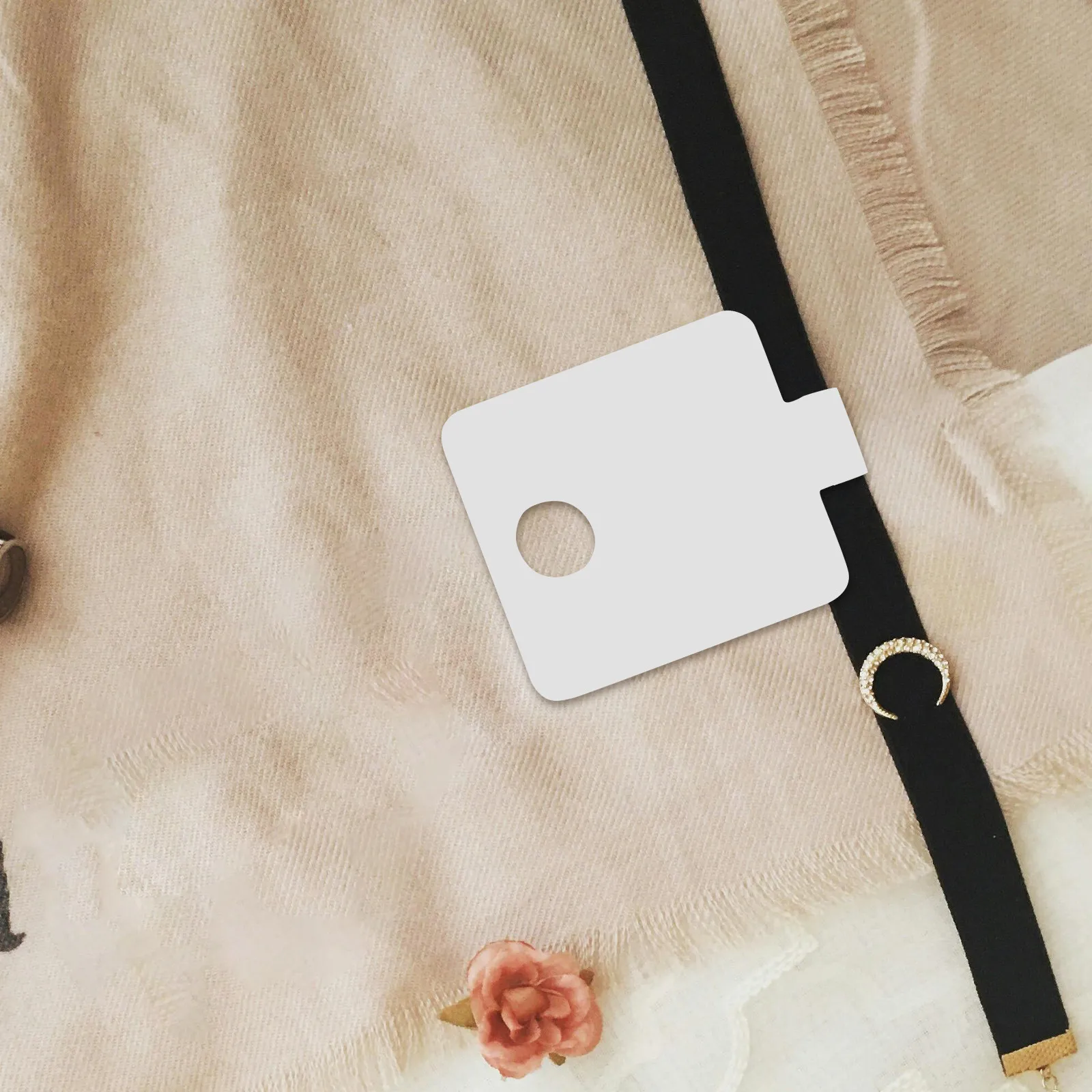 50Pcs Adhesive Jewelry Display Cards Foldable Bracelet Necklace Holder Tags for Earrings Hair Ties Scrunchies Retail Packaging