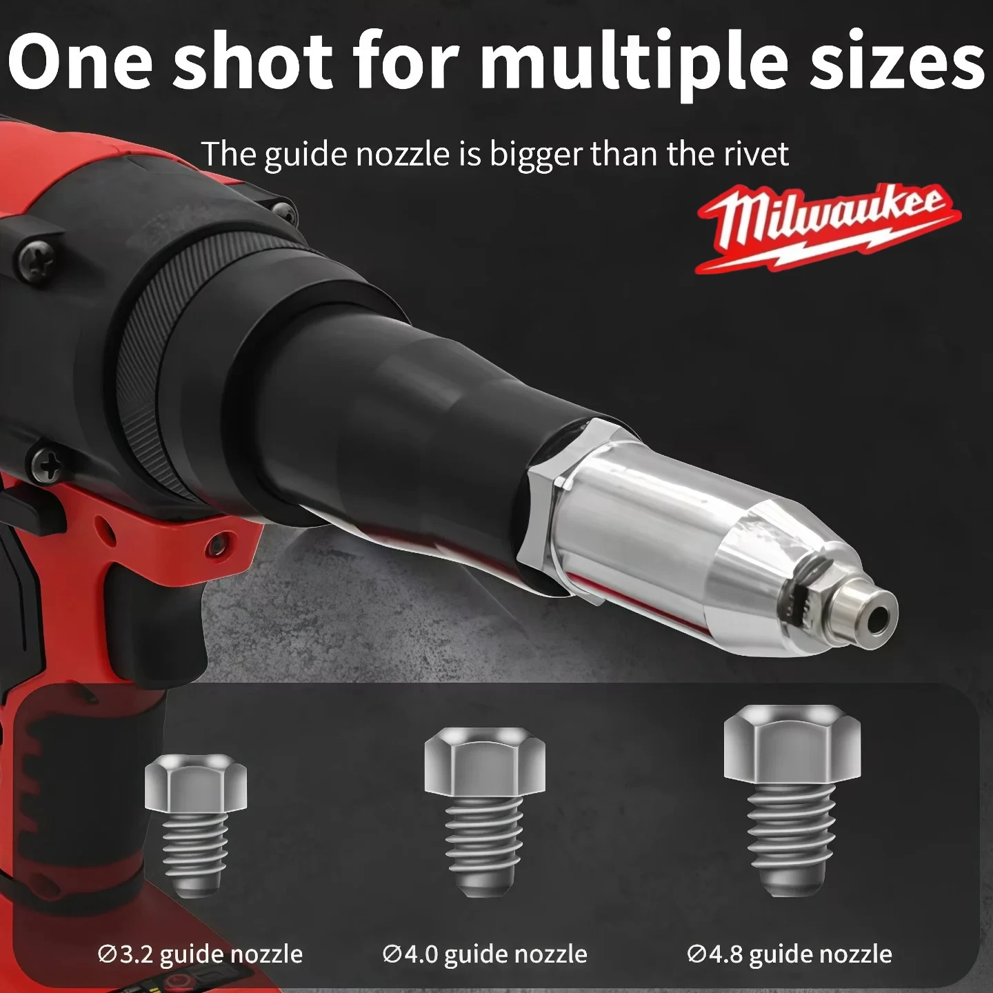 Milwaukee Akumulátorová elektrická nýtovačka 4,8 mm, bezkartáčový nýtovací nástroj s LED světlem pro 18V baterii - náhled 3
