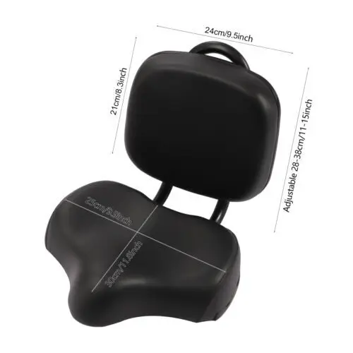 Selim de bicicleta ergonômico com design curvo e fricção de perna frontal estreita simplificada com encosto flexível e ajustável em altura