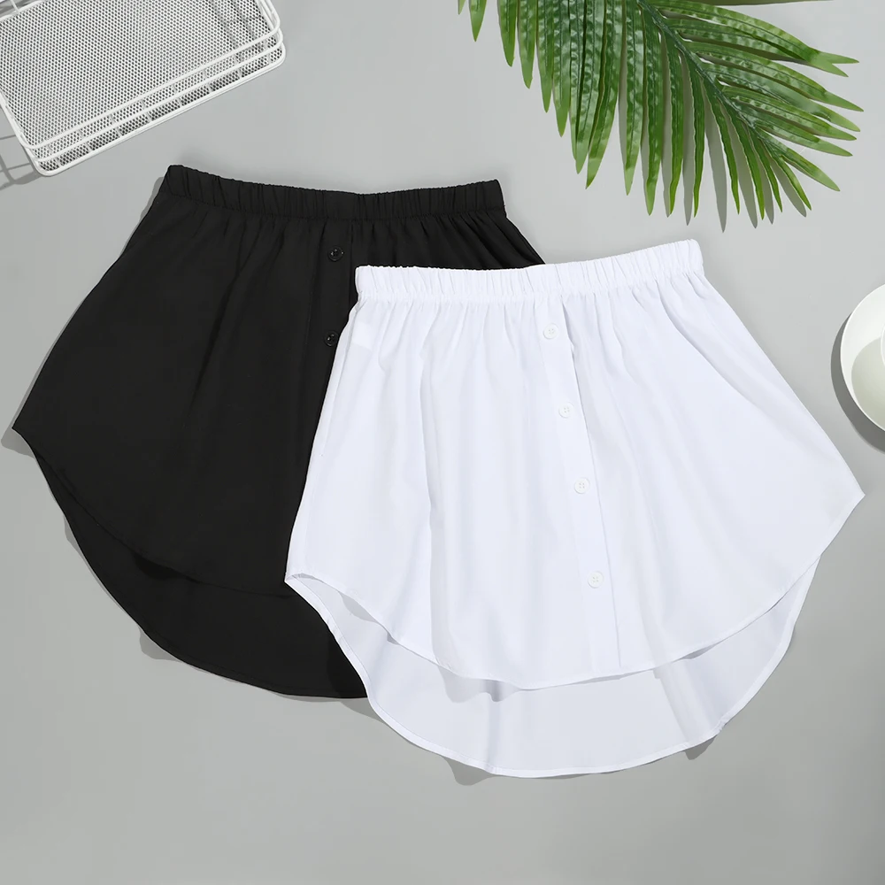 Black White Girls Women Layering Fake Top Lower Sweep Half-Length Underskirt Mini Skirt