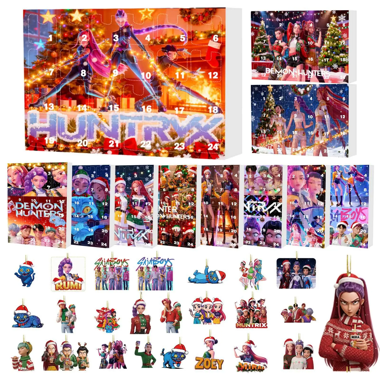 Kpop Hunters Demoned K-Pop Demon Huntersed Rumi Mira Zoey Tiger muñecos de Navidad caja ciega cuenta atrás calendario de Adviento regalo 24 días