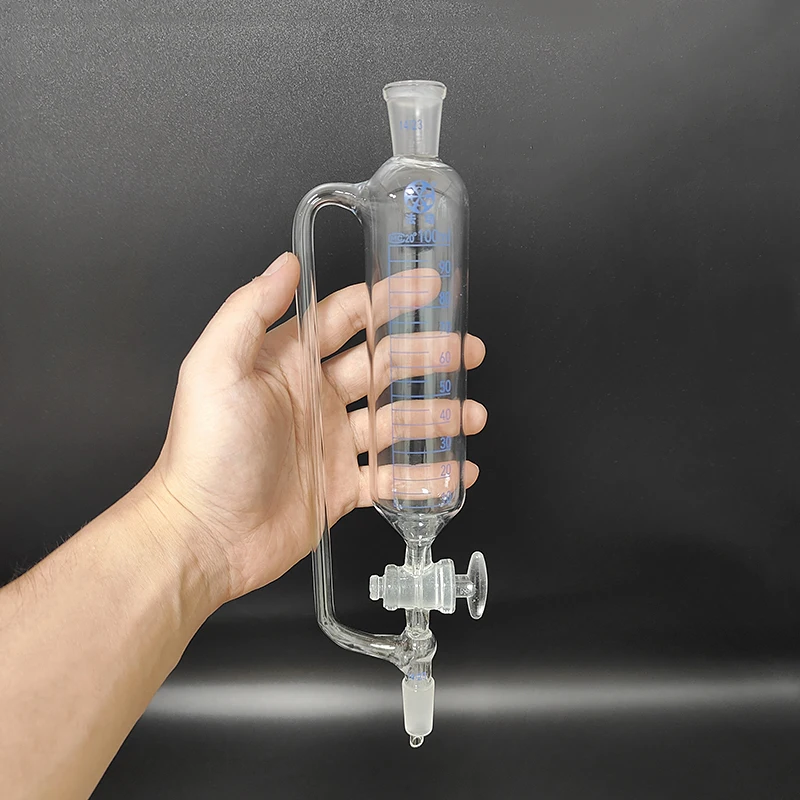 FAPE Separatory funnel constant pressure cylindrical shape, Standard ground mouth 50mL100mL250mL, Joint 14/23,Glass switch valve