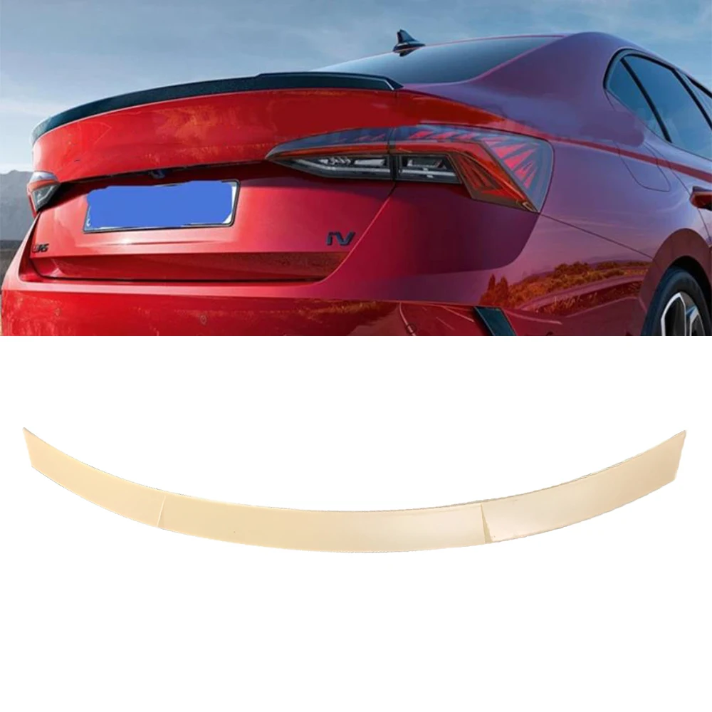 For Skoda Octavia 2021+ Car Styling ABS Unpainted Color Rear Trunk Tail Wing Boot Spoiler Car Decoration Carbon Fiber Pattern