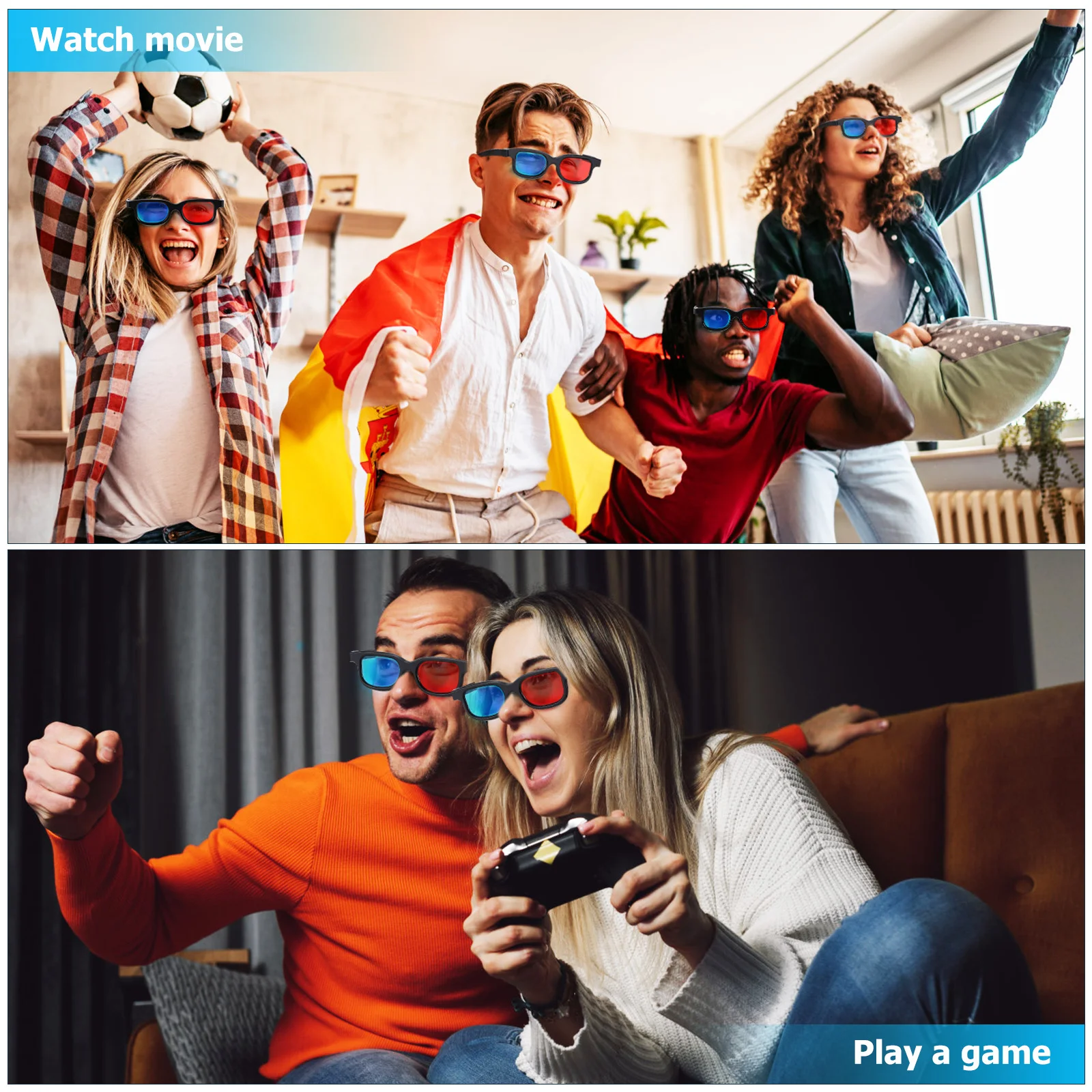 

3D Glasses Red Blue Cardboard for Movies at Home Universal Fit Lightweight 3D Cinema Experience Portable Viewing