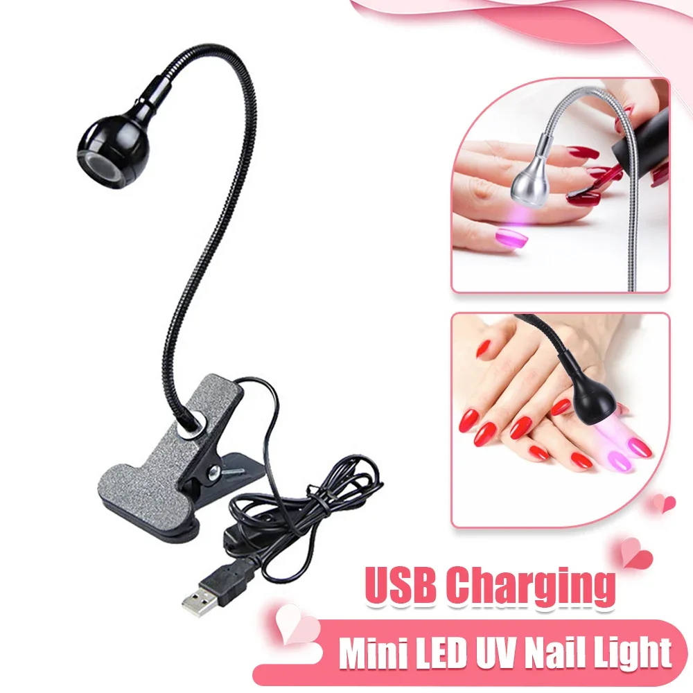 Portable DIY Nail Dryer LED UV Lamp Clip-on Flexible Desktop Mini USB Nail Lamp for Drying Gel Nail Polish Nail Salon Tools