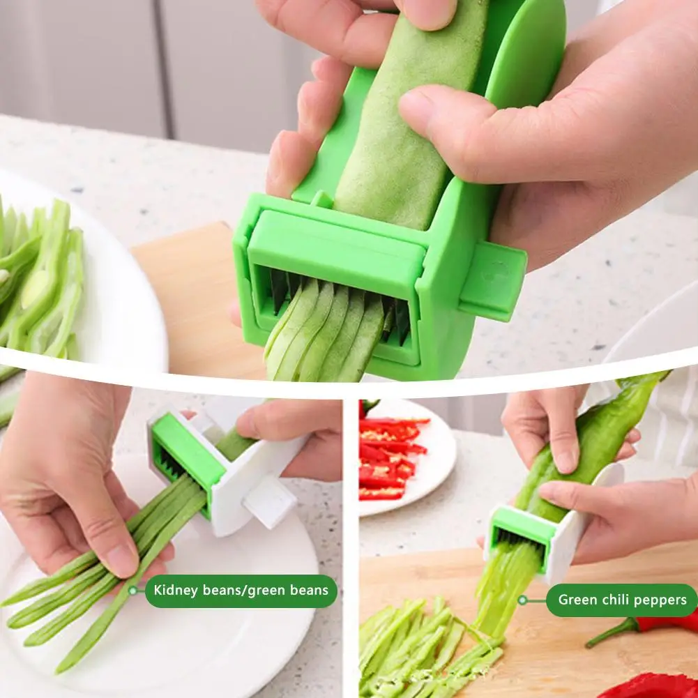 Sharp Bean Slicer Cutter Green Bean Peeler Grater Fruit Peeler Vegetable Home Bean Kitchen Stringer Universal Remover Gadge O5Y0