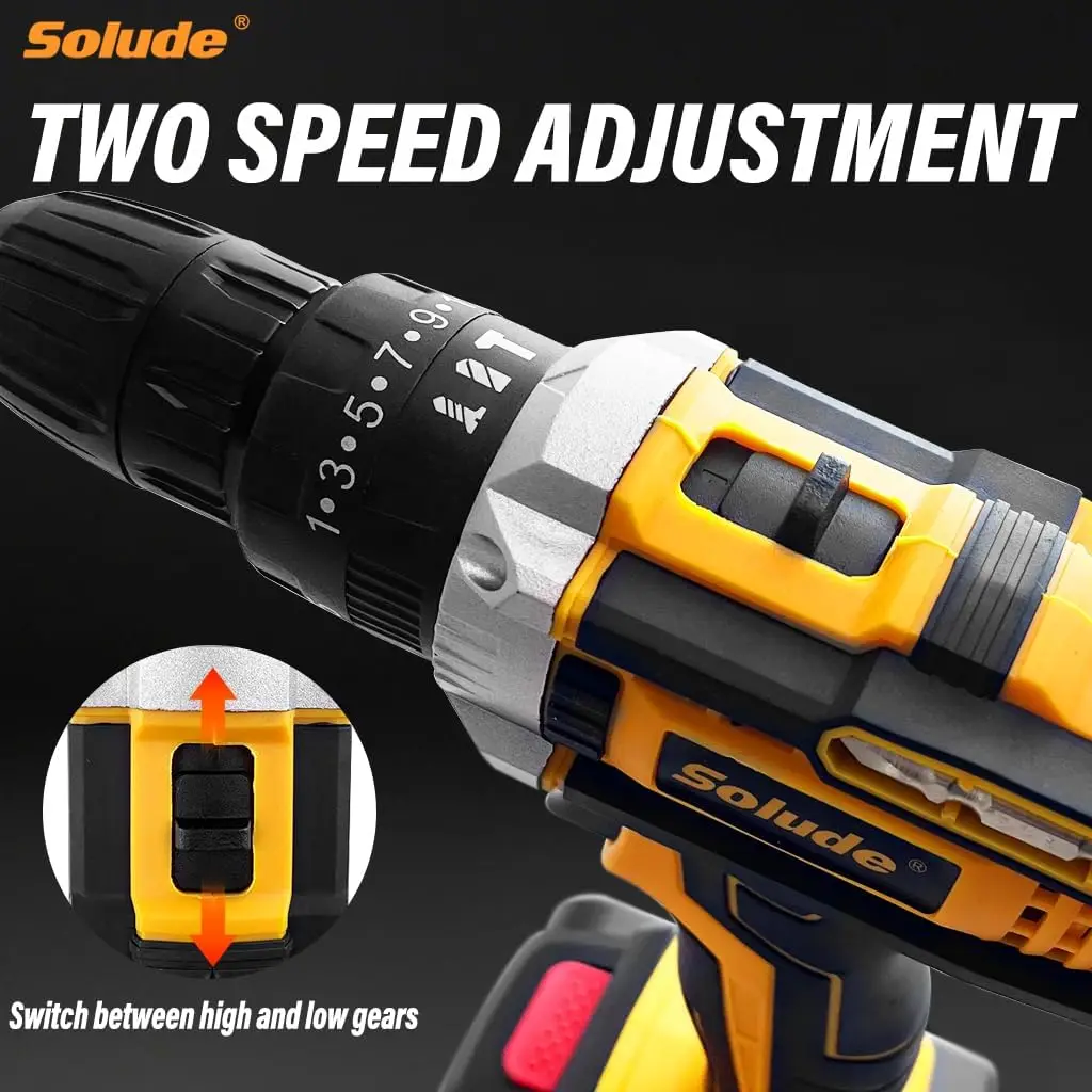 21Vコードレスドリルセット（バッテリー2個、基本工具付き、家庭修理DIY用）