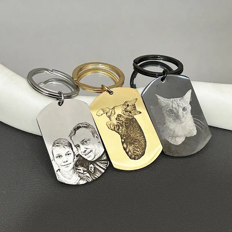 

Custom Photo Keychain Engraved Stainless Steel Portrait Key Custom Pet KeyRing Personalized Keychain For Family Jewelry Gifts