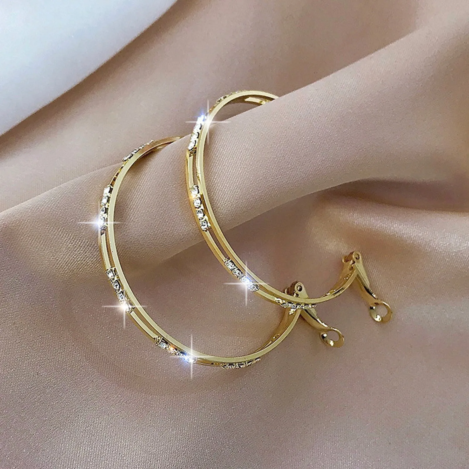 أقراط حجر الراين ذات الأطواق الكبيرة للنساء ، متدلية رفيعة ، أنيقة ، إكسسوارات قلم رصاص ، زفاف ، زوج واحد