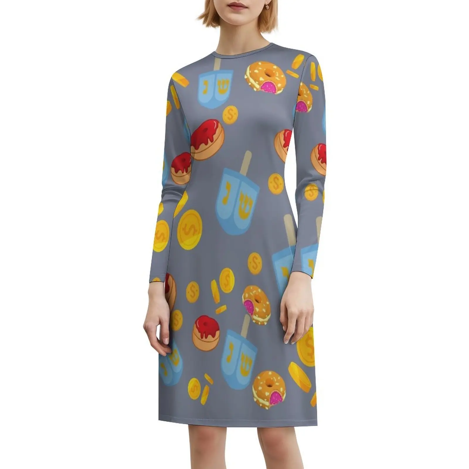 Hanukkah/Chancukah Dreidel Design robe de vacances Sexy pour les femmes plage fête anniversaire Mini robe Hanukkah Chanukah beignets