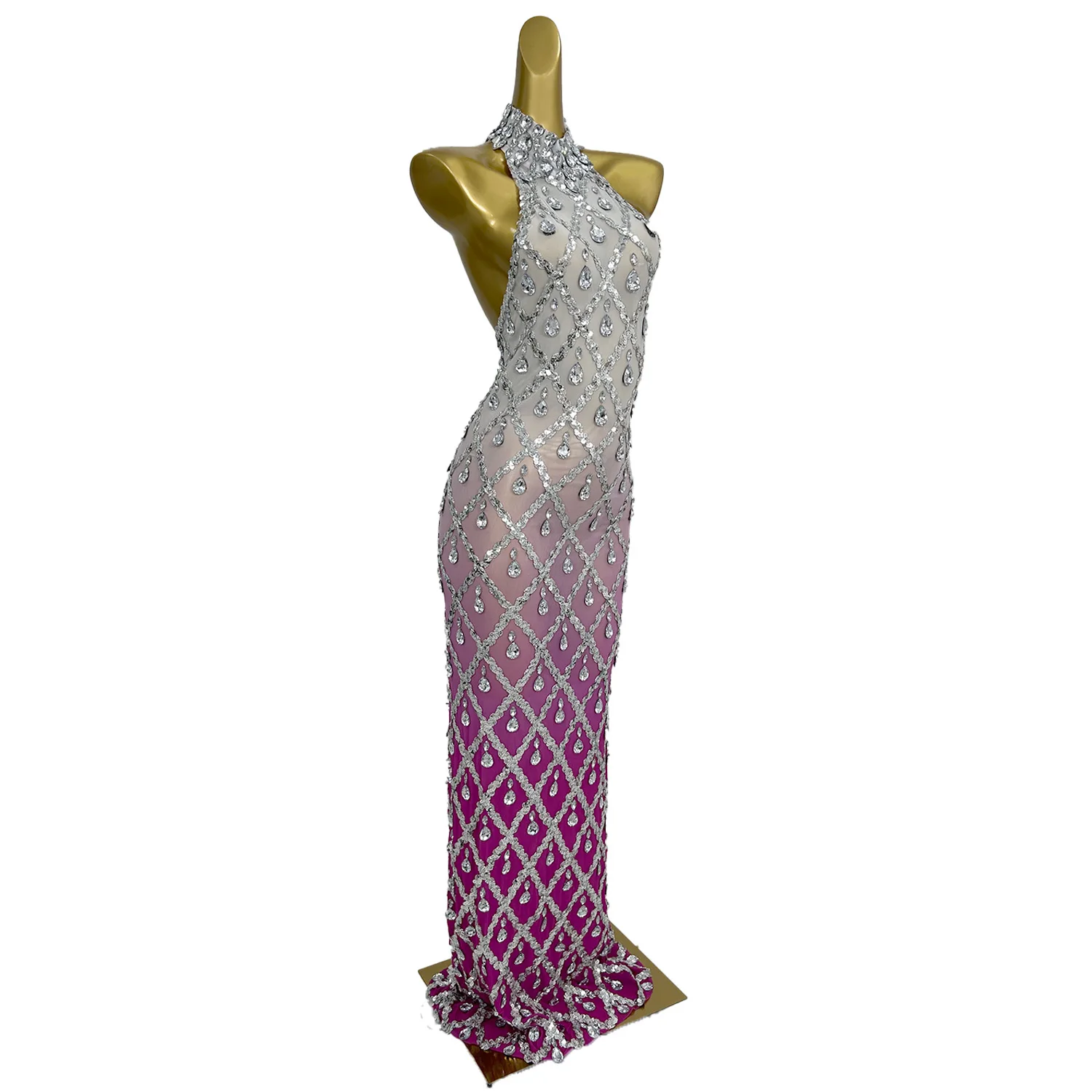 Rotterdam Kly-Robe Longue Élégante avec Strass pour Femme, Tenue de Soirée, de Mariage, de Bal, d'Anniversaire, de Photographie, Shaokaojia