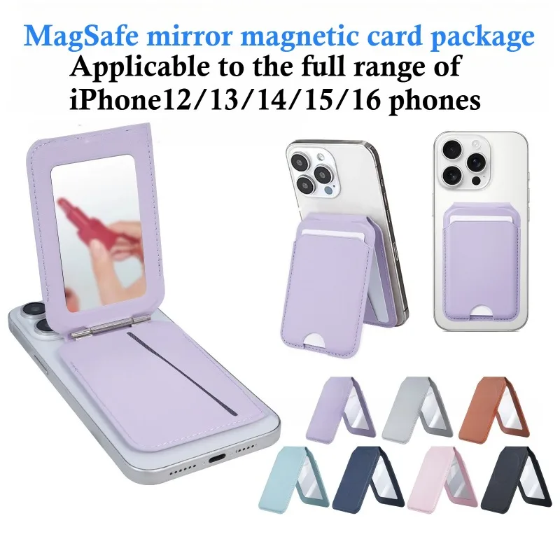 

For Apple Magsafe Magnetic Card Holder Case for IPhone 14 13 12 11 Pro Max X XS XR 8 Plus Phone Leather Wallet Bag Cover Mirror