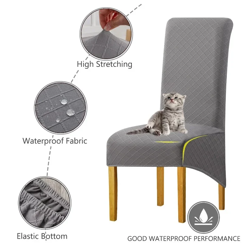 1/4/6pcs Elastic Chair Covers Solid Color Diamond Grid Removable Chair Slipcover for Dining Room Home Hotel Banquet