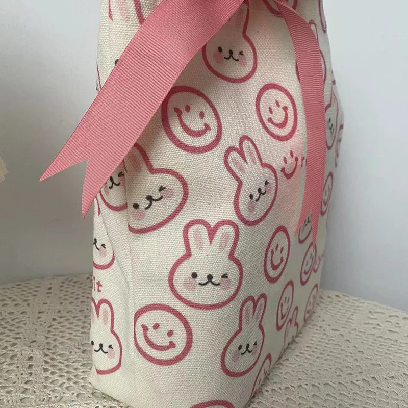 Fiambrera escolar de lona con forma de conejo para mujer, bolsa de arroz, regalo de mano, 2023