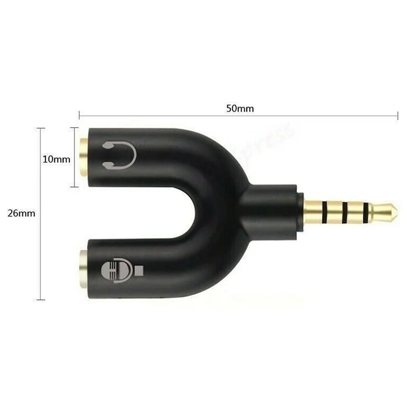 U Type Adapter Dual 3.5 MM Headphone Plug Audio Cables Splitter Microphone 2 In 1 Swivel Connector Audio Converter