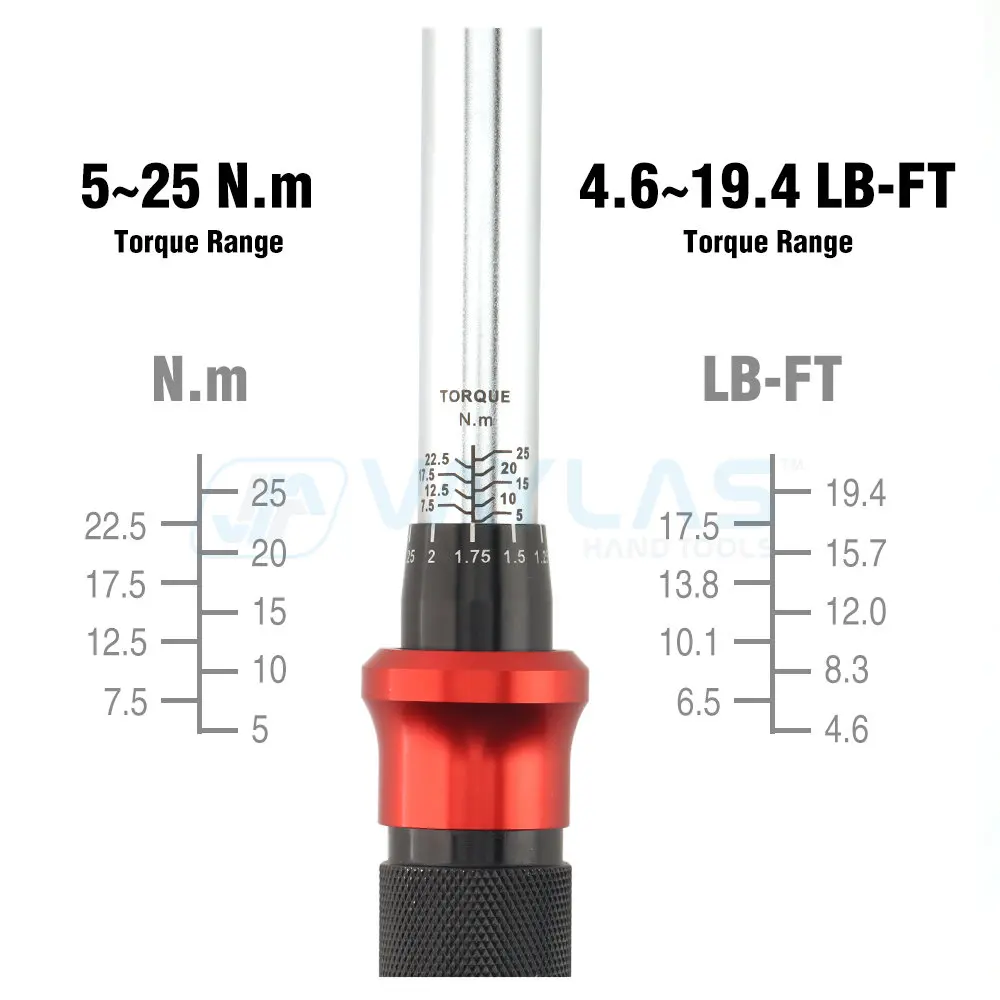 1/4 Drive Click Torque Wrench 5 to 25 N.M 4.6 to 19.4 LB.FT Mountain Road Bicycle Maintenance Tool Bike Torque Ratchet Wrench