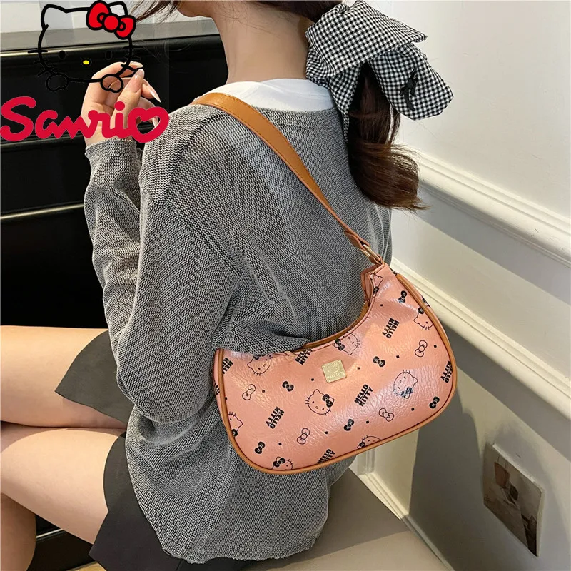 Sanrio Hello Kitty New Women's Shoulder Bag Cartoon Cute Print Women's Handbag Fashion Trend Underarm Women's Bag Large Capacity
