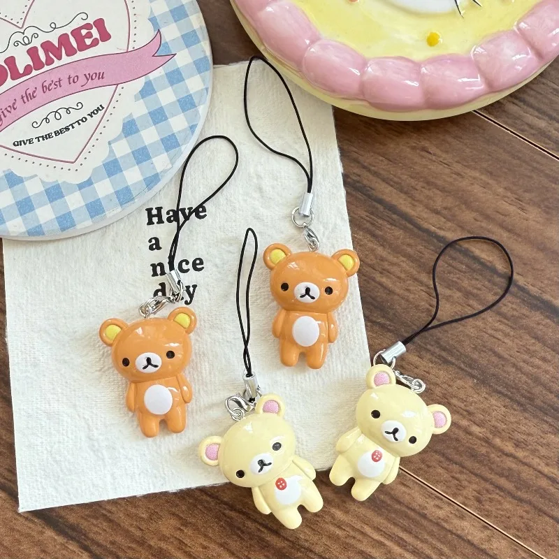 

2PCS Hot Kawaii Rilakkuma Series Key Strap Cartoon Cute Creative Modeling Backpack Phone Case Lanyard Women Birthday Gift
