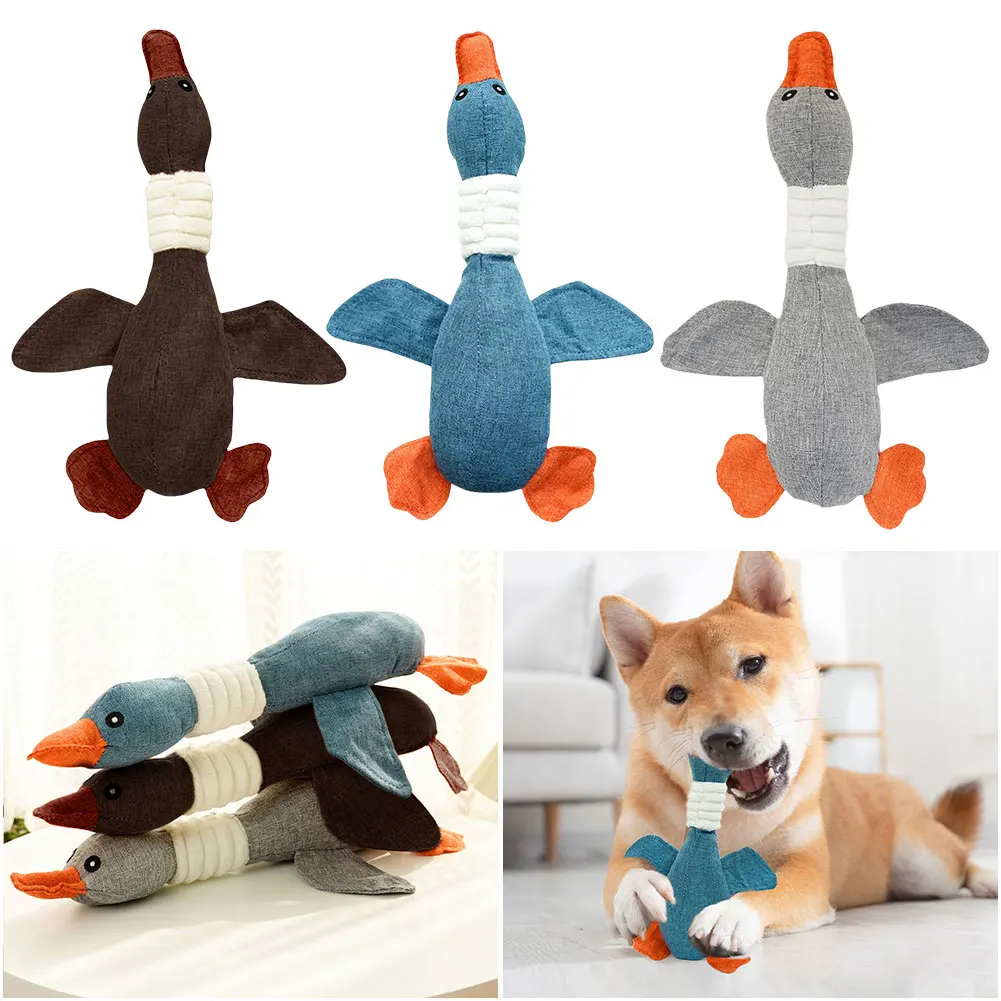 Cute Dog Toys Durable Plush Wild Goose Sounds Pets Dogs Toys Cleaning Teeth Training Chew Squeaky Toy for Puppy Dogs Accessories