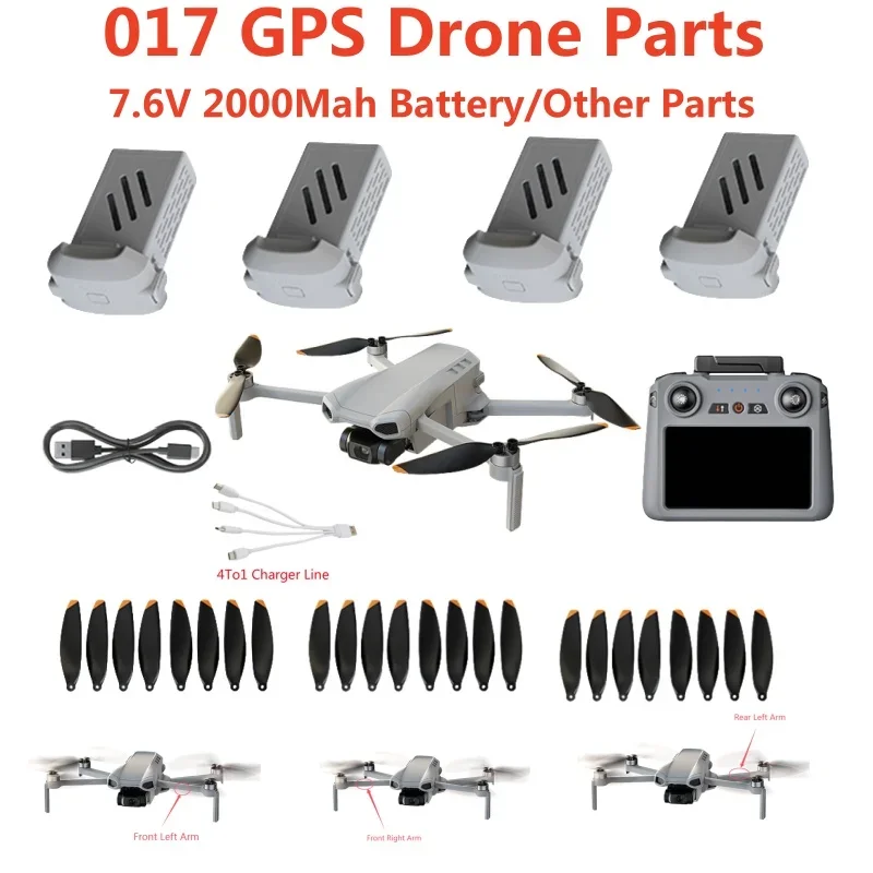 

017 GPS Drone Battery 017 RC Drone 7.6V 2000Mah Battery Quadcopter Spare Parts USB Propeller Controller 017 Drone Accessorie