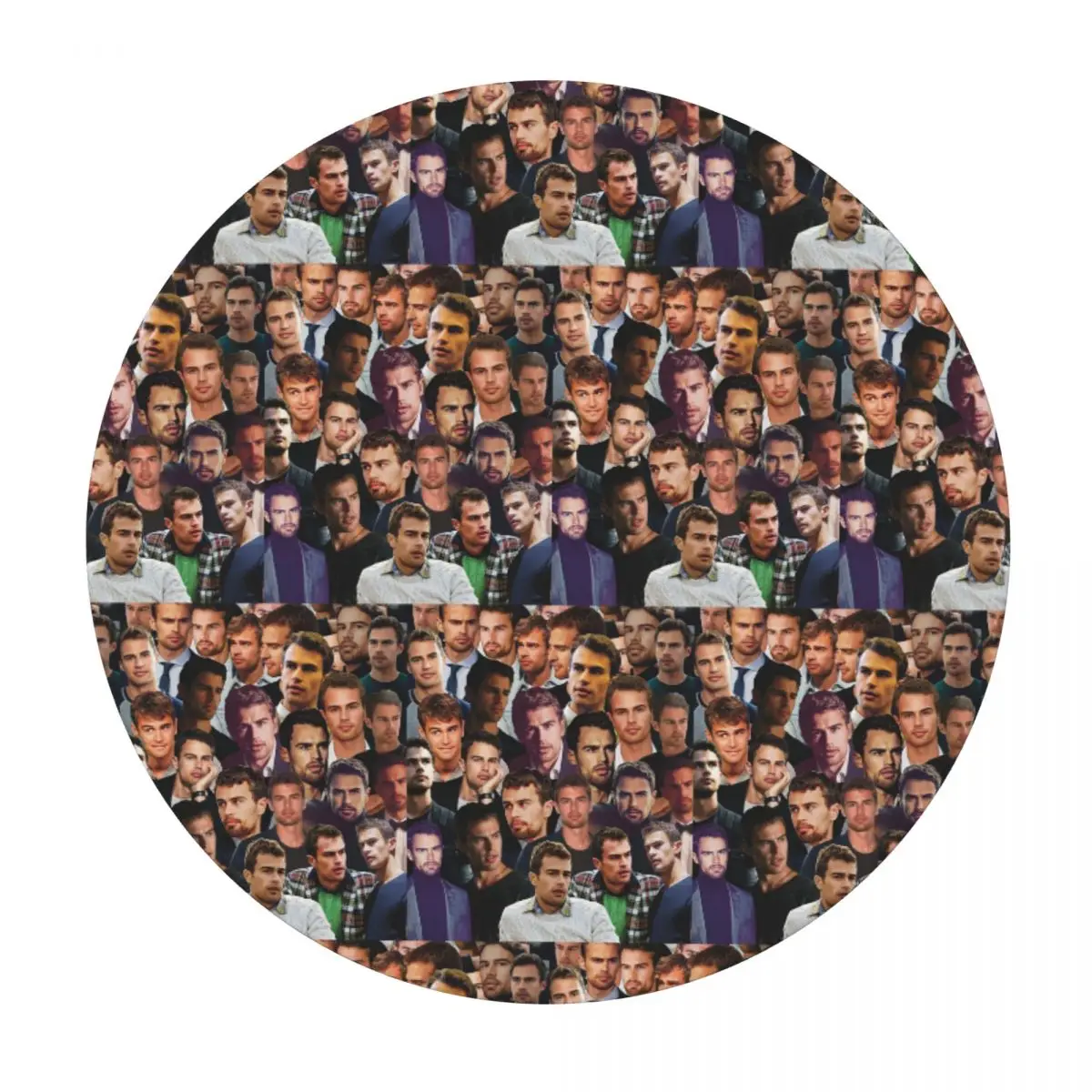 Theo James Photo Collage Waterproof Round Tablecloth Oilproof Table Cloth for Kitchen Events Dining Table Cover
