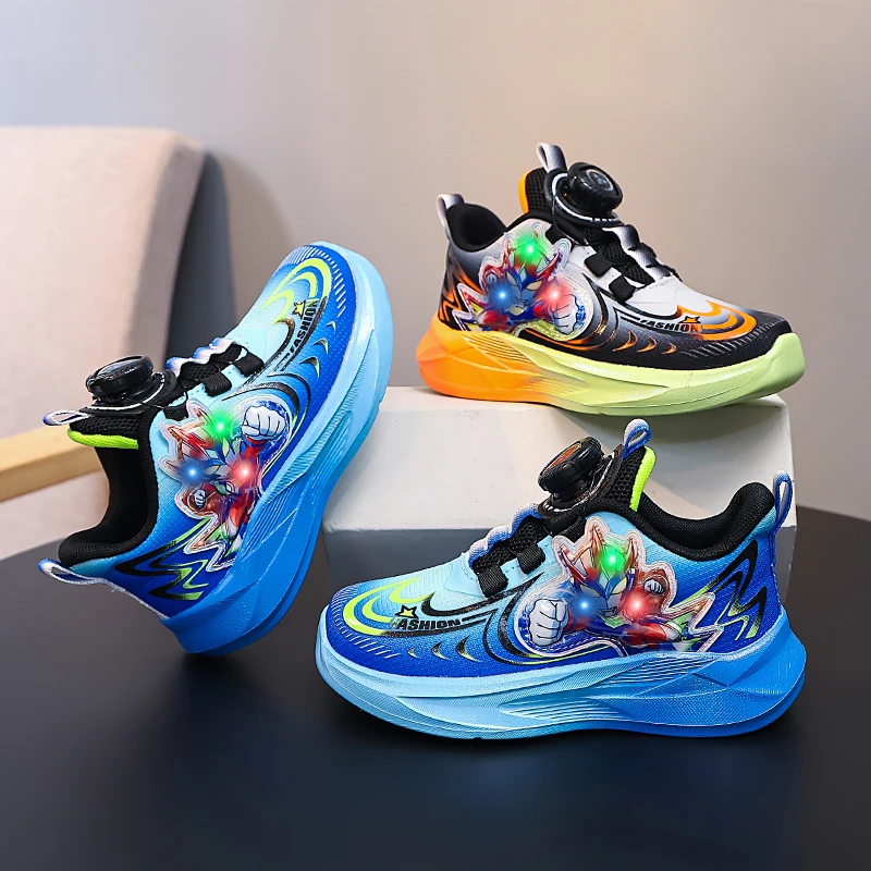 

Kids Sneakers New Spring and Autumn Cartoon Boys' Glowing Running Shoes for Kids Led Light-Up Baby Girl Shoes Running Sneakers
