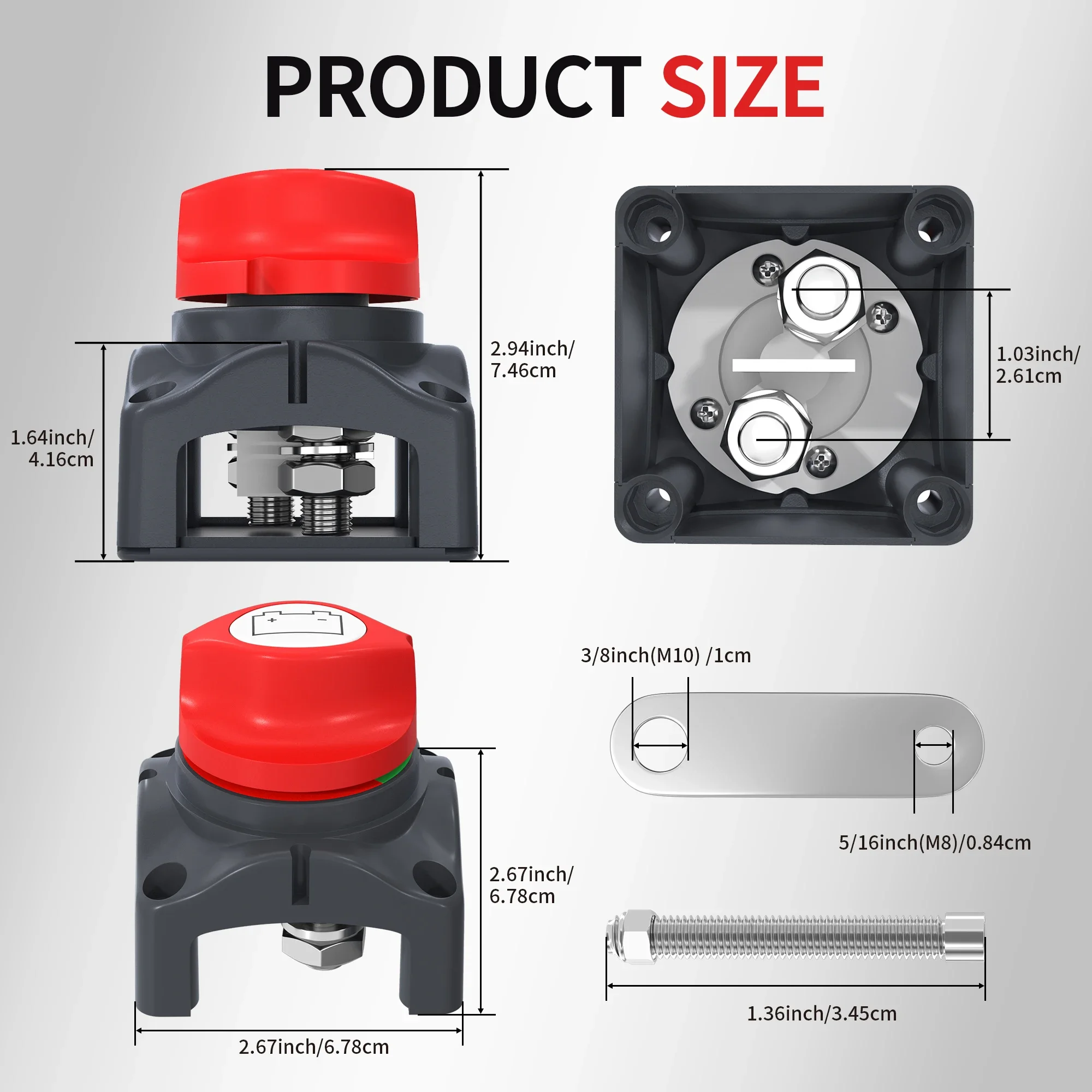 Battery Disconnect Switch 12V 48V Waterproof Marine Top Post Battery Disconnect Switch 12 Volt Battery Cut Off Switch Master