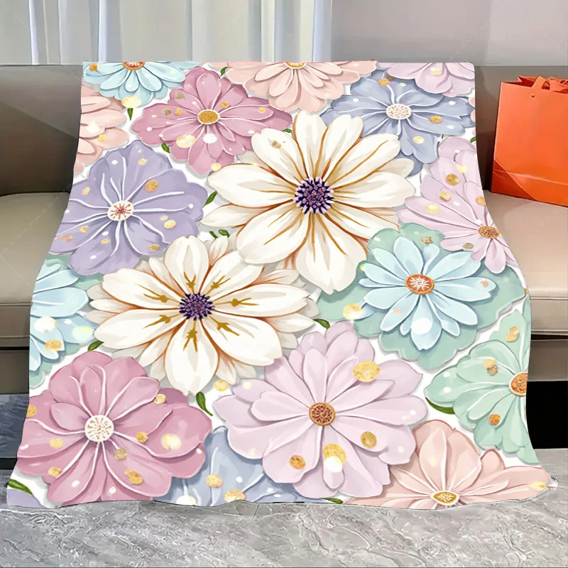 

1 шт. фланелевое одеяло шикарное одеяло с цветочным принтом для уютного декора гостиной