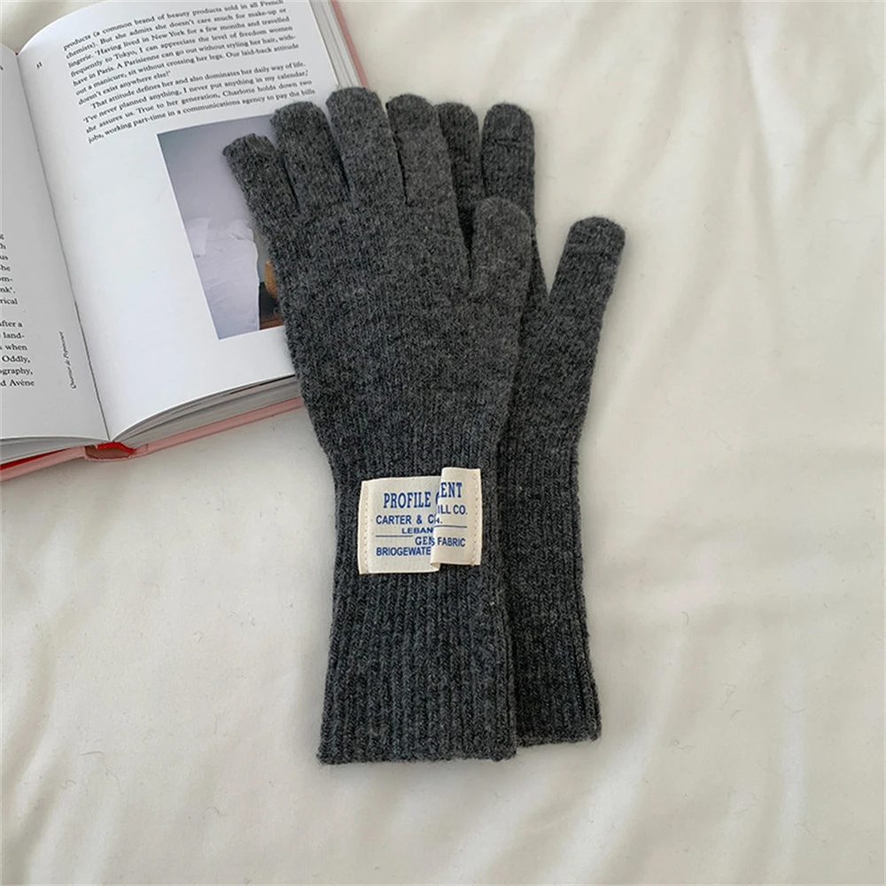 Women's Pure Color Knitted Woolen Gloves Winter Windbreaks Student Riding Split Finger Thick Warm Gloves Couple Christmas Gifts