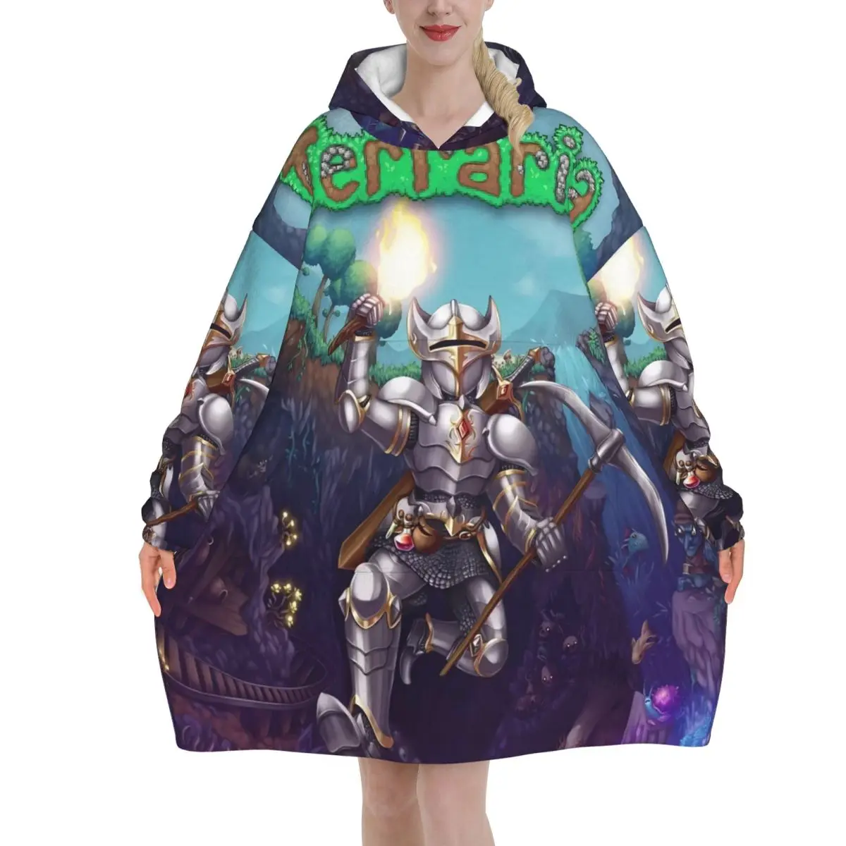 Terrarias Wearable Blanket Hoodie for Women Men Oversized Sweatshirt Blanket with Pocket