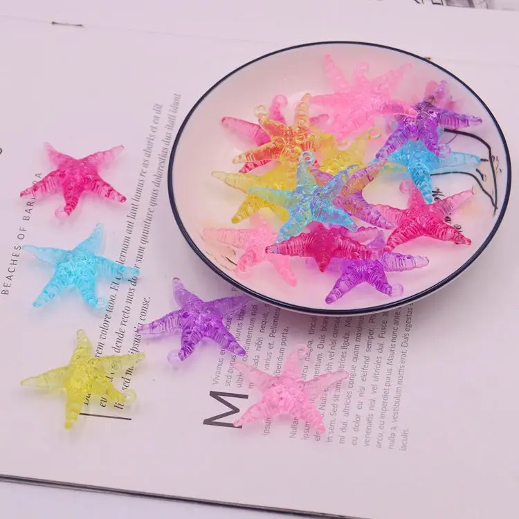 5pcs/lot 41mm Beautiful Acrylic Sea Star Starfish Pendant Children's Toys Party Playground Home Decoration Craft Accessories