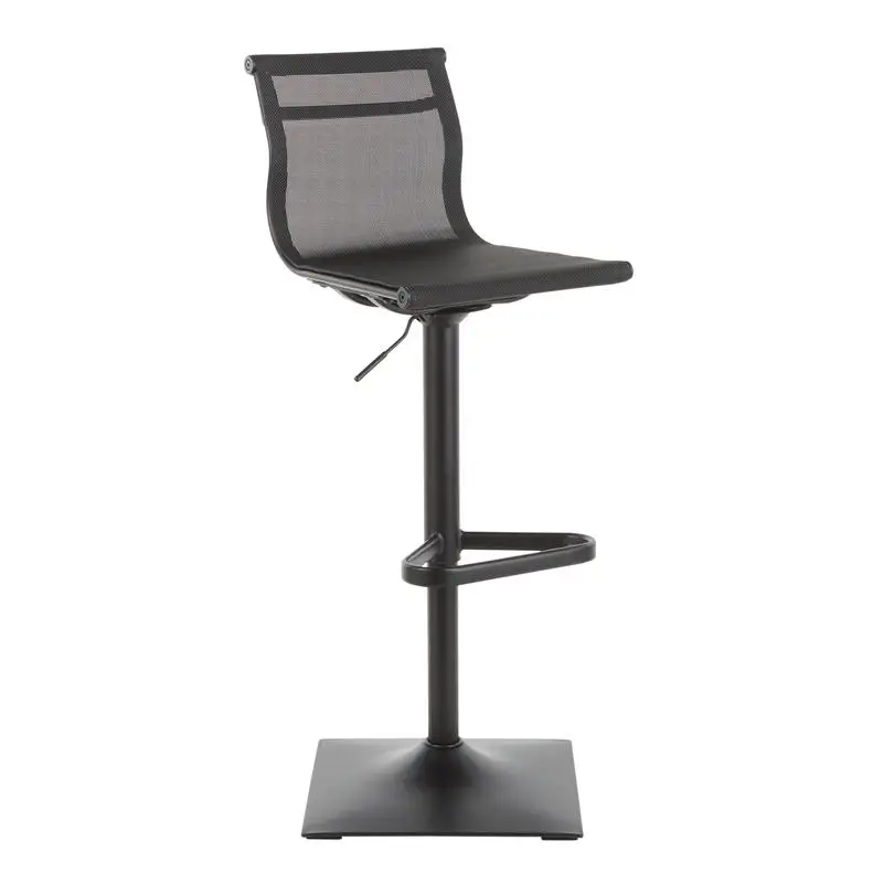 Mirage Modern Barstool in Black Metal and Mesh Fabric