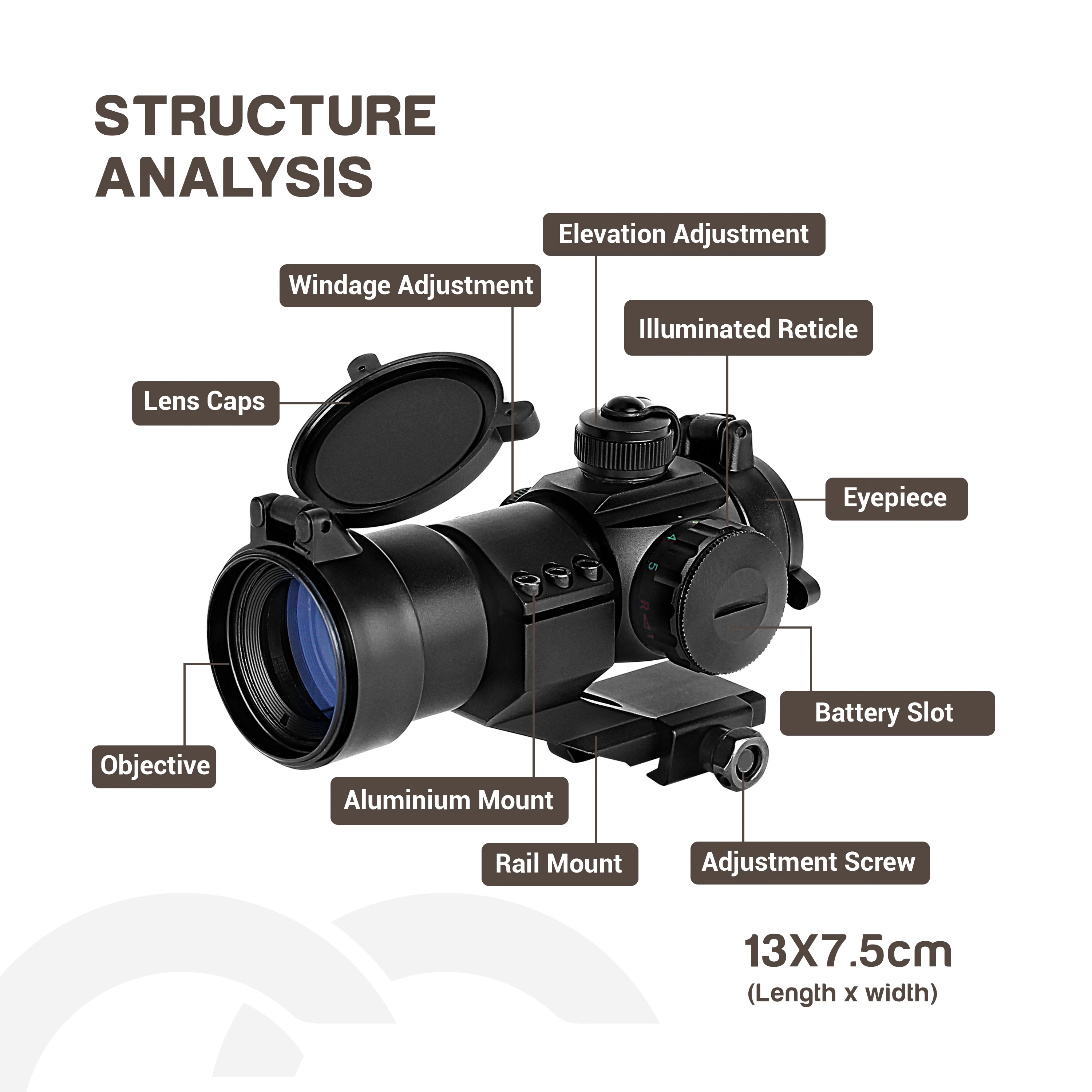 بندقية منظار دوت حمراء وخضراء ، منظار بصري ، حامل سكة للصيد ، 1 × 30 ، 20 ، 22 #6