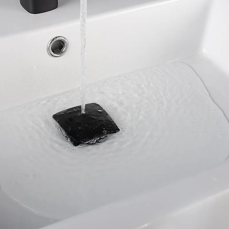 Lavabo cuadrado para baño, tapón de agua emergente, drenaje de residuos de agua, negro/cromo/oro cepillado/rosa/blanco