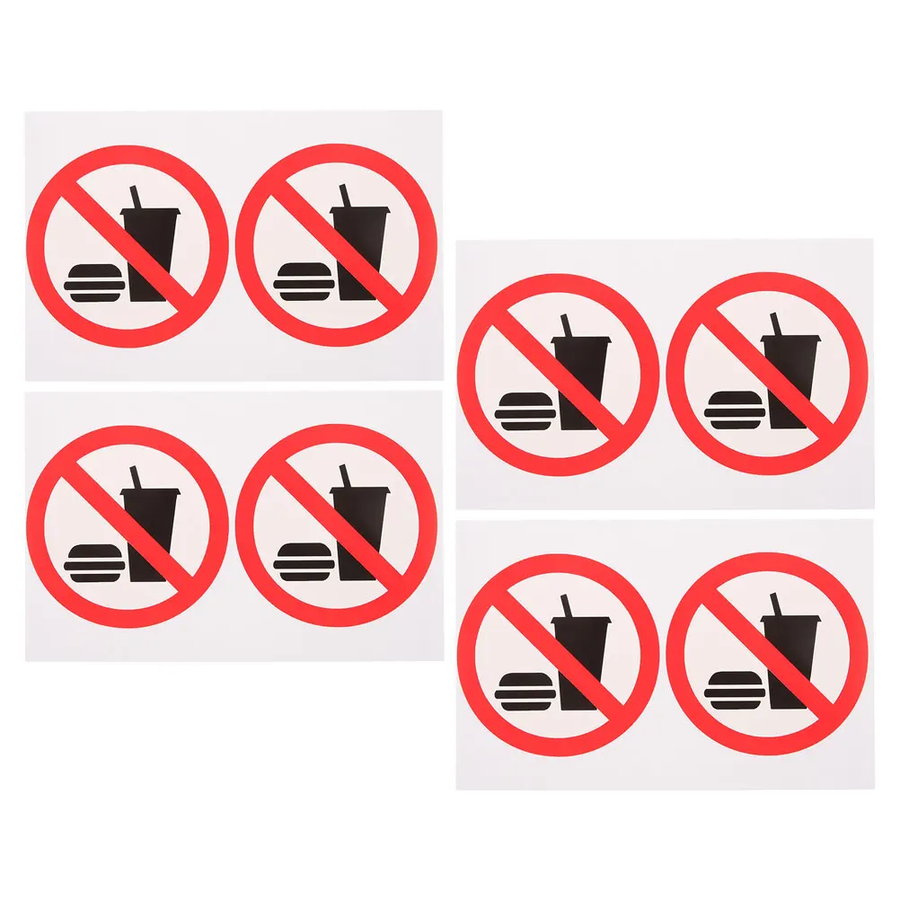 4 Pcs No Eating or Drinking Stickers Clean Environment Sign Food and Restriction Funny