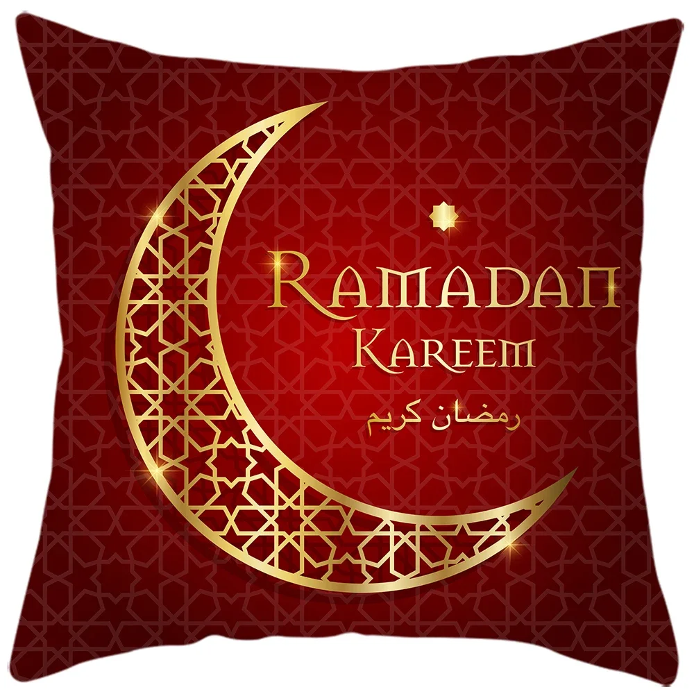 New Eid al-Fitr Home Decoration Cushion Cover Ramadan Karim Arabic Calligraphy Pillowcase Mosque Muslim Decorative Pillowcase