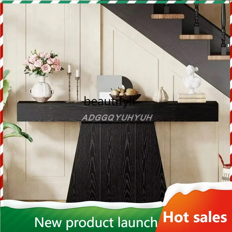 

F56 Vintage Solid Wood Entryway Table Home Designer Style Wall-Mounted Entryway Console Black Sideboard