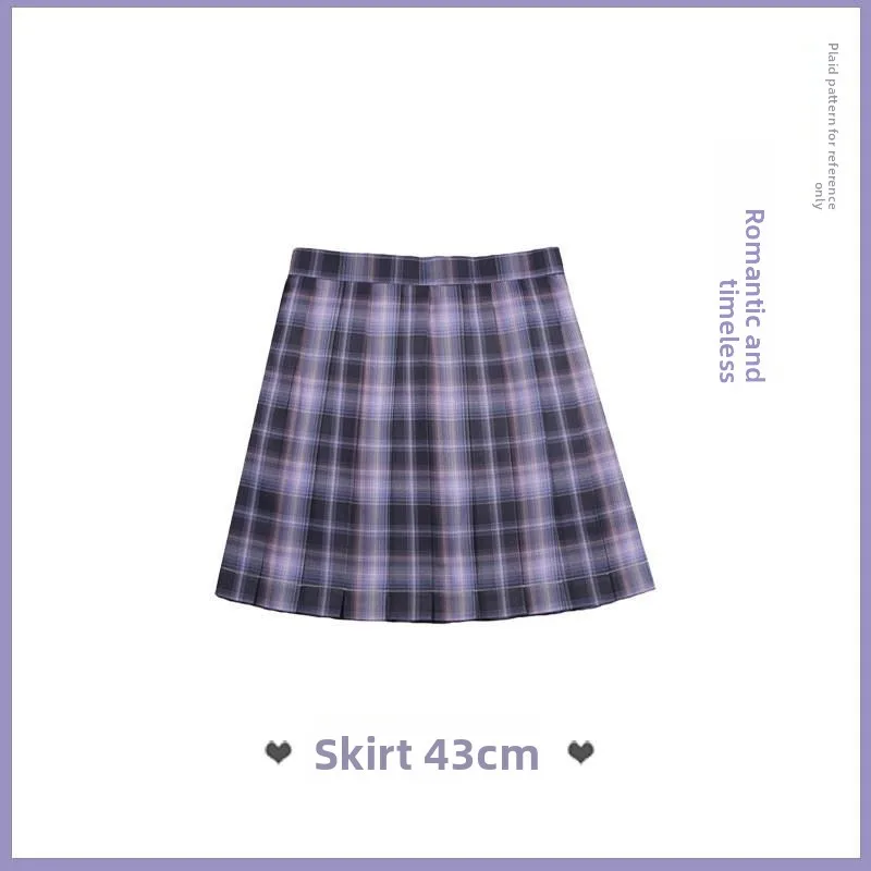 Romantic Purple Plaid Uniform Skirt Short Sweet School Style Women's Student  Skirt Summer Collection Other Material 100%