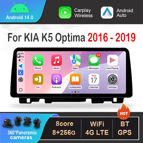 기아 K5 옵티마 2016-2019용 GPS 네비게이션 안드로이드 오토 DSP 스테레오 12.3인치 터치스크린 무선 카플레이 헤드 유닛 4G WIFI