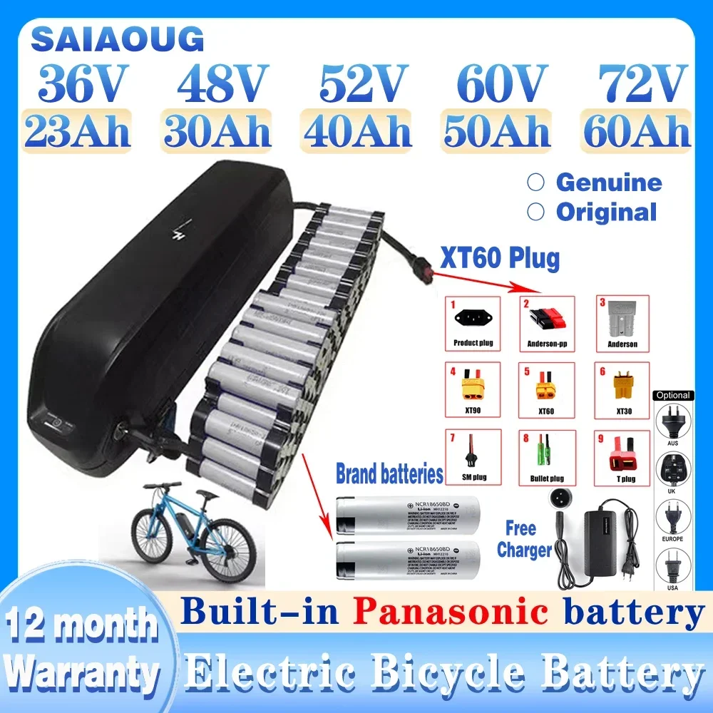 60V72V battery Bafang 250W-2500W high power battery 36V48V52V 20ah24Vah30ah40ah50ah60ah lithium battery for electric bicycle