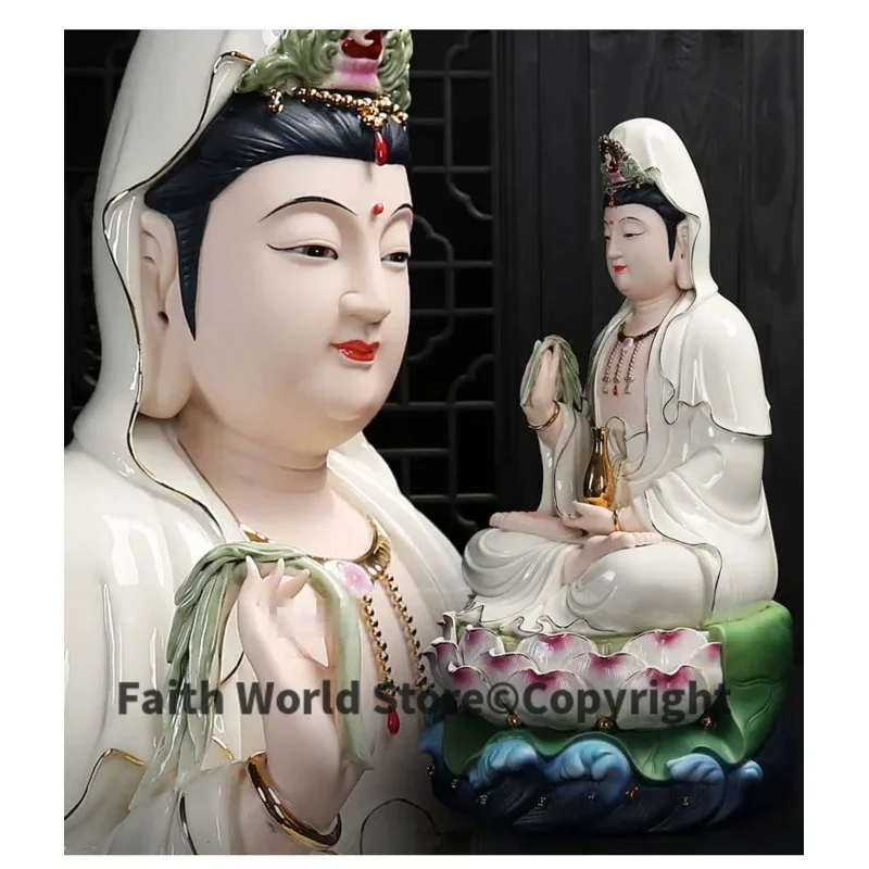 TOP high grade COLOR Porcelain GUAN YIN PU SA BUDDHA statue home Altar shop Worship efficacious Talisman family Goddess Mascot