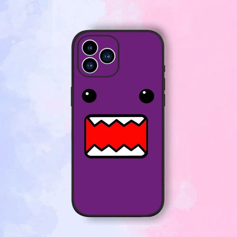 Kawaii Domo Kun Phone Case iPhone 15,14,13,12,11,XS,XR,X,8,7,Pro,Max,Plus,mini Silicone Black Cover