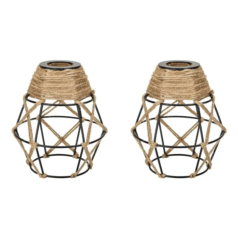 AB06 2X Industrial Pendant Lamp Shade, Small Boho Hanging Light Shades, For E27 Chandelier Wall Sconces Ceiling Hanging